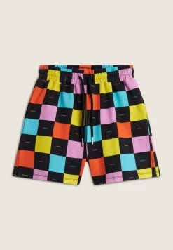 Freddy Pantaloni Corti Bambina con Fantasia a Scacchi Colorati- Shorts