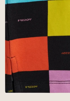 Freddy Pantaloni Corti Bambina con Fantasia a Scacchi Colorati- Shorts