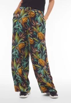 Freddy Pantaloni culotte gamba ampia in viscosa stampa tropical-Donna Pantaloni Sportivi|Tutti I Pantaloni