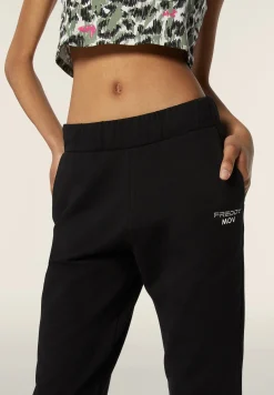 Freddy Pantaloni donna in felpa garzata con Spacchi sul fondo-Donna Fitness|Pantaloni Sportivi