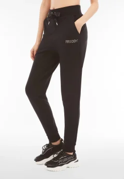 Freddy Pantaloni donna in french terry modal con fondo a polsino-Donna Ginnastica|Pantaloni Sportivi