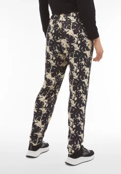 Freddy Pantaloni donna in satin di viscosa a fantasia tropical-Donna Tutti I Pantaloni|Pantaloni Sportivi