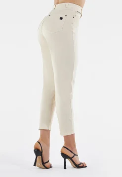 Freddy Pantaloni BLACK 7/8 vita alta tessuto navetta beige-Donna Jeans E Pantaloni|Tutti I Pantaloni