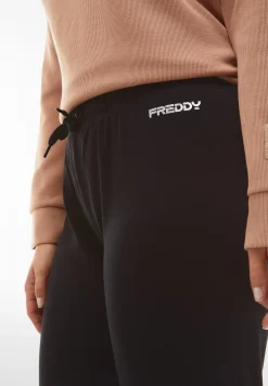 Freddy Pantaloni in cotone regular fit vita alta con coulisse-Donna Padel|Pilates