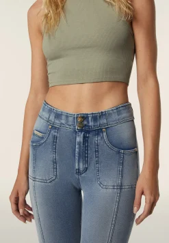 Freddy Pantaloni in jersey denim vita media con cucitura decorativa-Donna Jeans E Pantaloni|Tutti I Pantaloni
