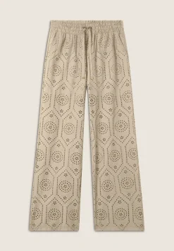 Freddy Pantaloni in mussola doppiati in cotone ricamato Sangallo-Donna Pantaloni Sportivi|Tutti I Pantaloni