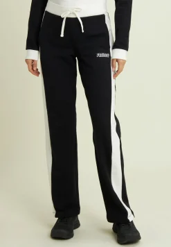 Freddy Pantaloni neri con bande laterali bianche-Donna Pantaloni Sportivi