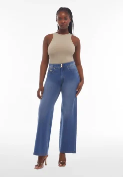 Freddy Pantaloni N.O.W.® wide leg vita alta in jersey effetto denim-Donna Tutti I Pantaloni|Jeans E Pantaloni