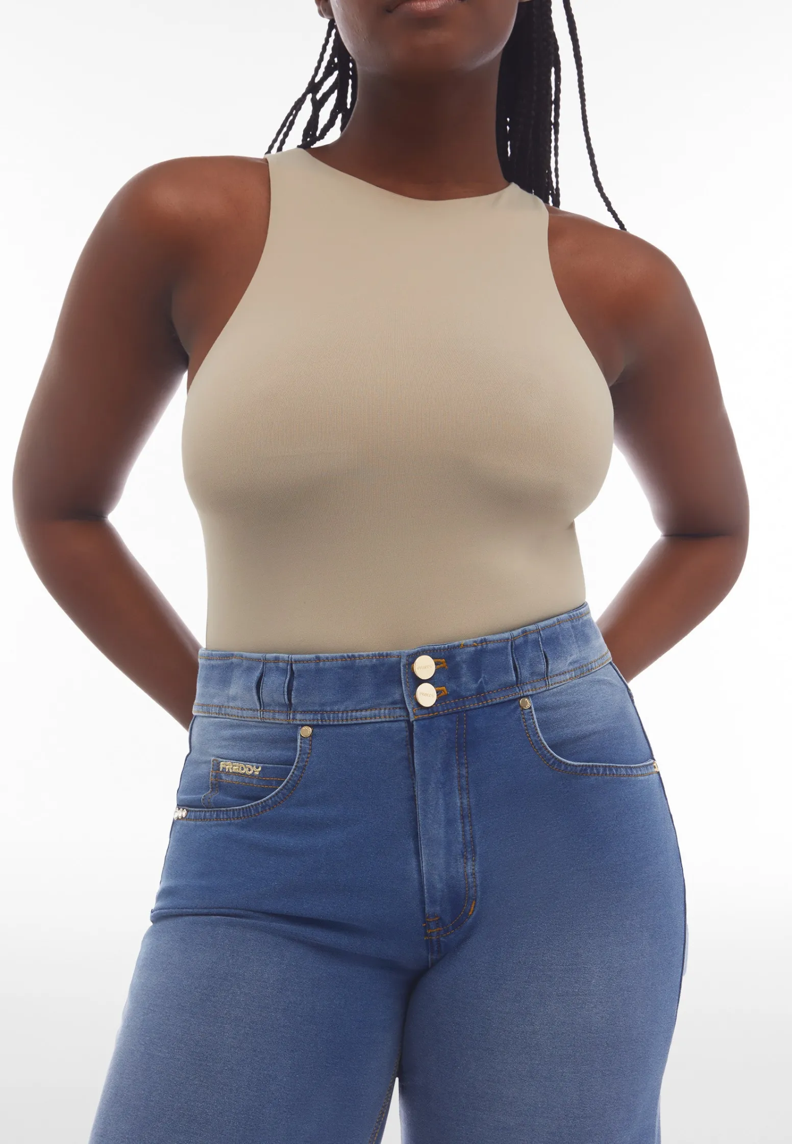 Freddy Pantaloni N.O.W.® wide leg vita alta in jersey effetto denim-Donna Tutti I Pantaloni|Jeans E Pantaloni