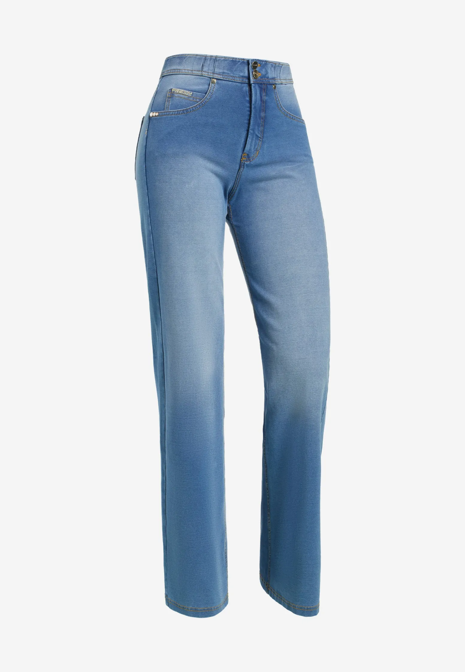Freddy Pantaloni N.O.W.® wide leg vita alta in jersey effetto denim-Donna Tutti I Pantaloni|Jeans E Pantaloni