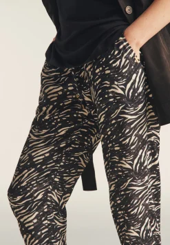Freddy Pantaloni regular fit in viscosa animalier con gamba dritta-Donna Pantaloni Sportivi|Tutti I Pantaloni