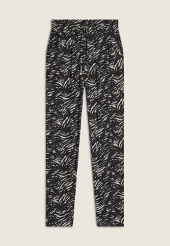 Freddy Pantaloni regular fit in viscosa animalier con gamba dritta-Donna Pantaloni Sportivi|Tutti I Pantaloni