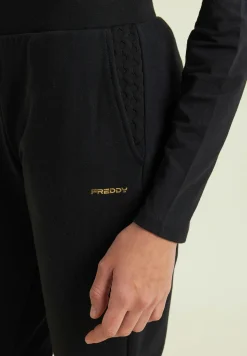 Freddy Pantaloni regular in felpa garzata con dettagli a trecce-Donna Pantaloni Sportivi