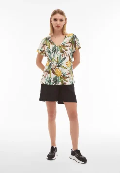 Freddy Pantaloni short da donna in lino viscosa con gamba ampia-Donna Padel|Shorts
