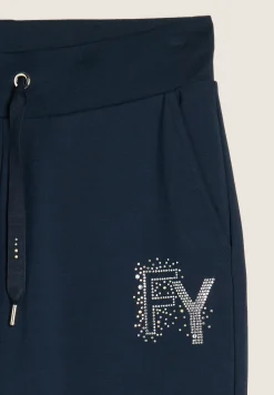 Freddy Pantaloni Sportivi con Polsini in Costina e Strass-Donna Pantaloni Sportivi