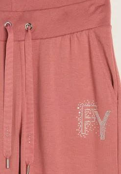 Freddy Pantaloni Sportivi con Polsini in Costina e Strass-Donna Pantaloni Sportivi