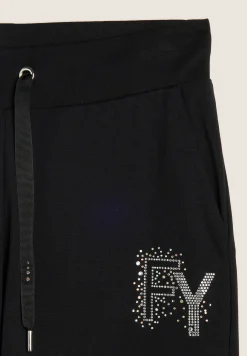 Freddy Pantaloni Sportivi con Polsini in Costina e Strass-Donna Pantaloni Sportivi