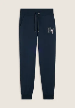 Freddy Pantaloni Sportivi con Polsini in Costina e Strass-Donna Pantaloni Sportivi