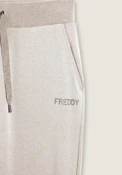 Freddy Pantaloni sportivi da donna con fondo dritto e logo strass-Donna Ginnastica|Pantaloni Sportivi