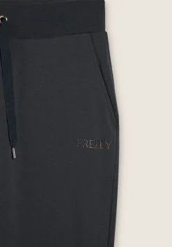 Freddy Pantaloni sportivi da donna con fondo dritto e logo strass-Donna Ginnastica|Pantaloni Sportivi