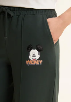 Freddy Pantaloni sportivi neri con gamba ampia e stampa Mickey Mouse-Donna Pantaloni Sportivi