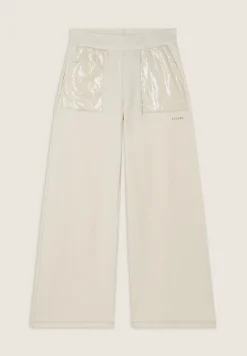 Freddy Pantaloni Wide leg con paillettes in French Terry Modal-Donna Pantaloni Sportivi