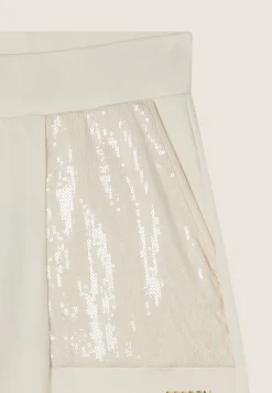 Freddy Pantaloni Wide leg con paillettes in French Terry Modal-Donna Pantaloni Sportivi