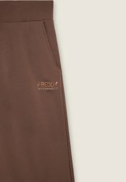 Freddy Pantaloni wide leg da donna con logo in strass bicolore-Donna Ginnastica|Pantaloni Sportivi