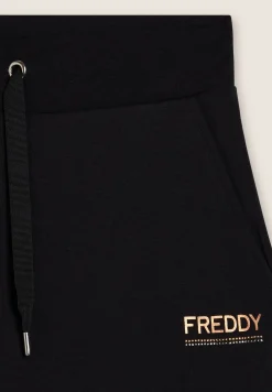 Freddy Pantaloni wide leg da donna con logo in strass bicolore-Donna Ginnastica|Pantaloni Sportivi