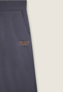 Freddy Pantaloni wide leg da donna con logo in strass bicolore-Donna Ginnastica|Pantaloni Sportivi