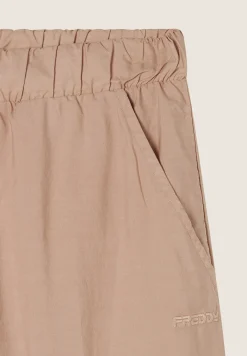 Freddy Pantaloni wide leg in cotone navetta con ricami Sangallo-Donna Pantaloni Sportivi