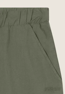 Freddy Pantaloni wide leg in cotone navetta con ricami Sangallo-Donna Pantaloni Sportivi