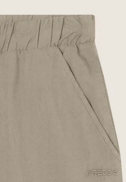 Freddy Pantaloni wide leg in cotone navetta con ricami Sangallo-Donna Pantaloni Sportivi