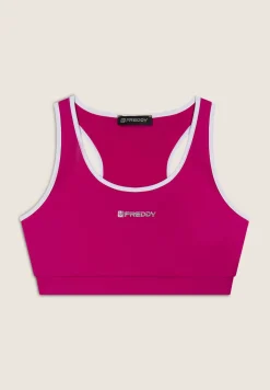 Freddy Reggiseno Sportivo con Supporto Medio e bordature a contrasto-Donna Padel|Pilates
