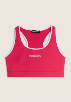 Freddy Reggiseno Sportivo con Supporto Medio e bordature a contrasto-Donna Padel|Pilates