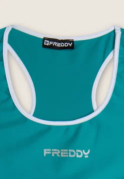 Freddy Reggiseno Sportivo con Supporto Medio e bordature a contrasto-Donna Padel|Pilates