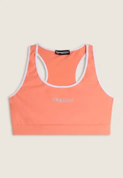 Freddy Reggiseno Sportivo con Supporto Medio e bordature a contrasto-Donna Padel|Pilates