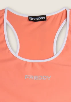 Freddy Reggiseno Sportivo con Supporto Medio e bordature a contrasto-Donna Padel|Pilates