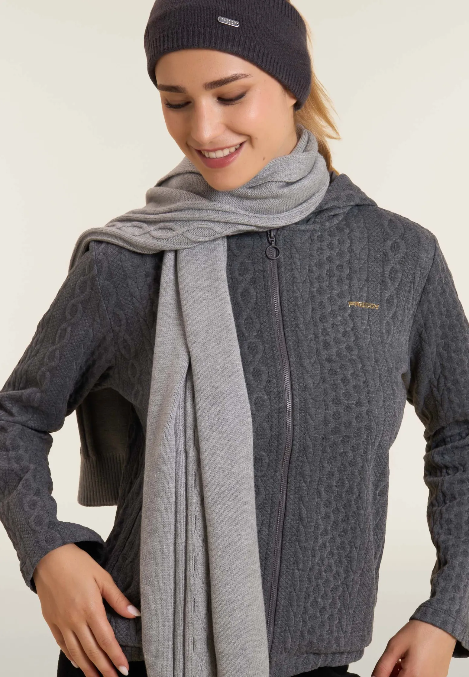 Freddy Sciarpa in maglia con treccia centrale decorativa-Donna Accessori Sportivi