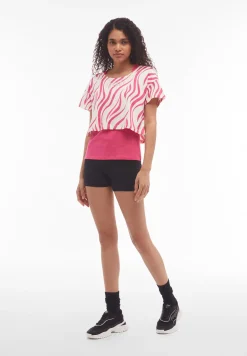 Freddy Set canotta+t-shirt cropped da donna con stampa zebrata-Donna Pilates|Fitness