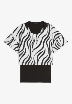 Freddy Set canotta+t-shirt cropped da donna con stampa zebrata-Donna Pilates|Fitness