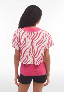 Freddy Set canotta+t-shirt cropped da donna con stampa zebrata-Donna Pilates|Fitness