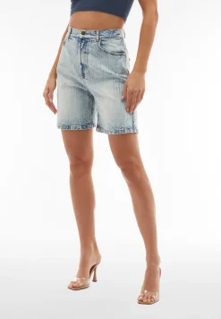 Freddy Shorts mom fit vita alta in denim con risvolto sul fondo-Donna Padel|Shorts