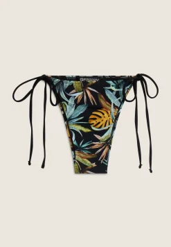 Freddy Slip bikini stampa foliage tropical con chiusura a laccetti-Donna Costumi Da Bagno