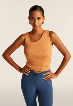 Freddy Top a costine stretch con scollo asimmetrico-Donna Top E Canotte