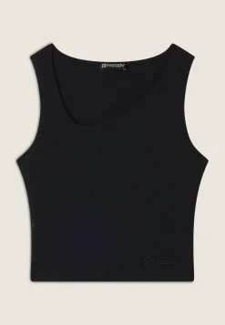 Freddy Top a costine stretch con scollo asimmetrico-Donna Top E Canotte