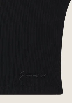 Freddy Top a costine stretch con scollo asimmetrico-Donna Top E Canotte