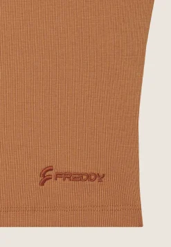 Freddy Top a costine stretch con scollo asimmetrico-Donna Top E Canotte