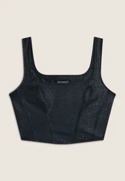 Freddy Top corto a bustier in similpelle stampa animalier lucida-Donna Top E Canotte
