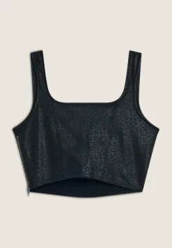 Freddy Top corto a bustier in similpelle stampa animalier lucida-Donna Top E Canotte